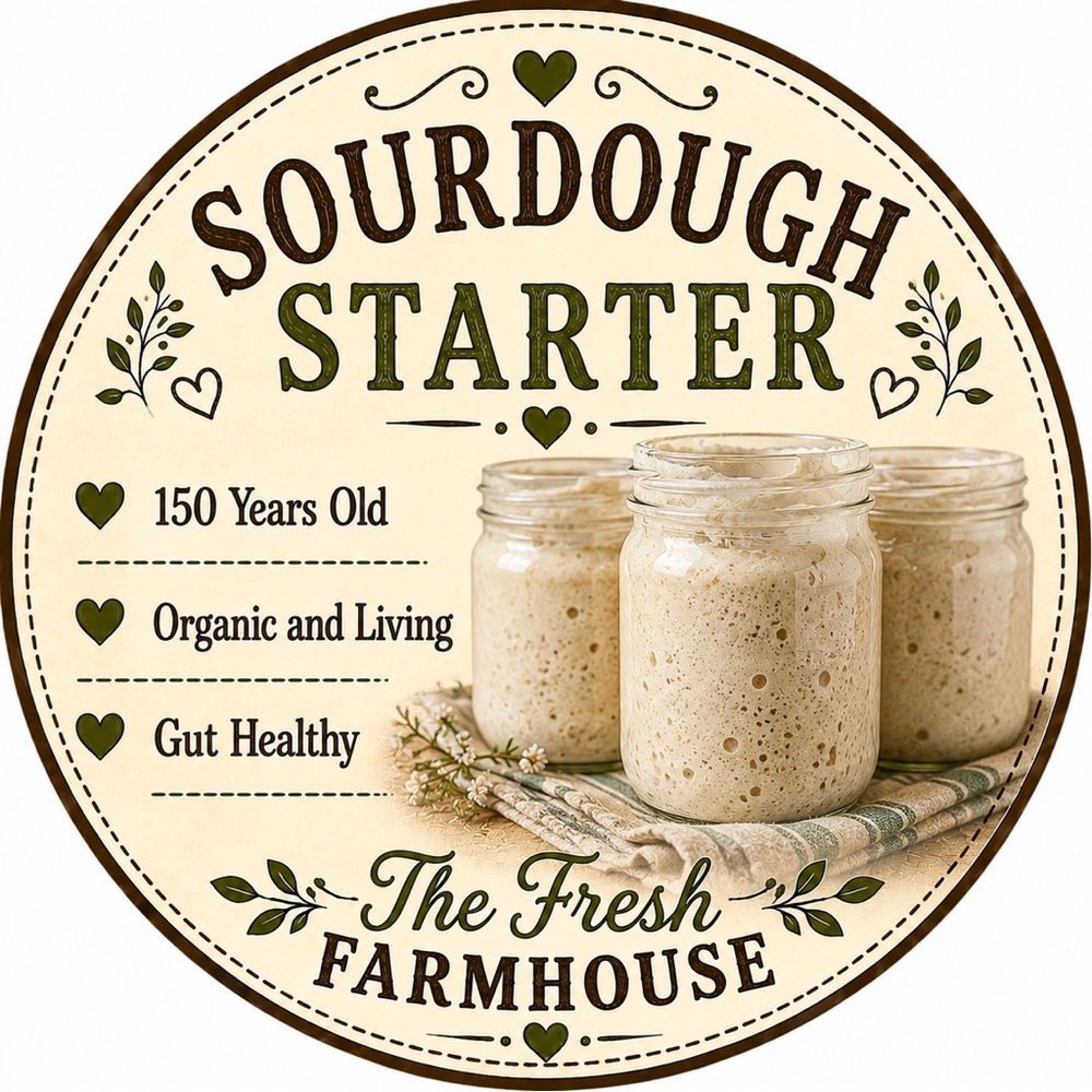 Sourdough Starter Jar Label – Farmhouse Style, Cream & Olive